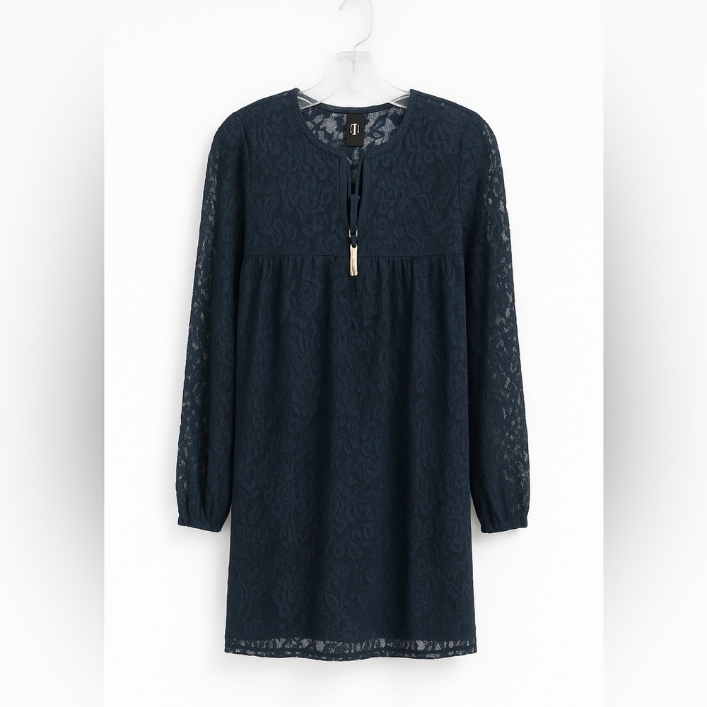 TJ Collection Blue Long Sleeve V-Neck Sundress